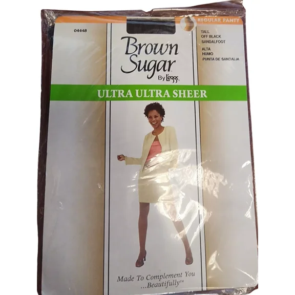 Brown Sugar Leggs Queen Size Ultra Ultra Sheer Tall / Off Black Sandalfoot Panties
