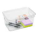 thumbnail image 3 of Simplify Small Lidded Plastic Storage Bin Basket with Handles, Clear, 3 of 10
