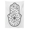 thumbnail image 3 of Ambesonne Hamsa Tablecloth Rectangular Table Cover, Lotus Blossoms Kabbalah Art, 60"x90", White Black, 3 of 4