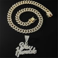 thumbnail image 2 of Hip Hop Splicing Letters Pendant Necklace With 13mm Miami Cuban Chain Iced Out Bling HipHop Necklaces Fashion Jewelry, 2 of 8
