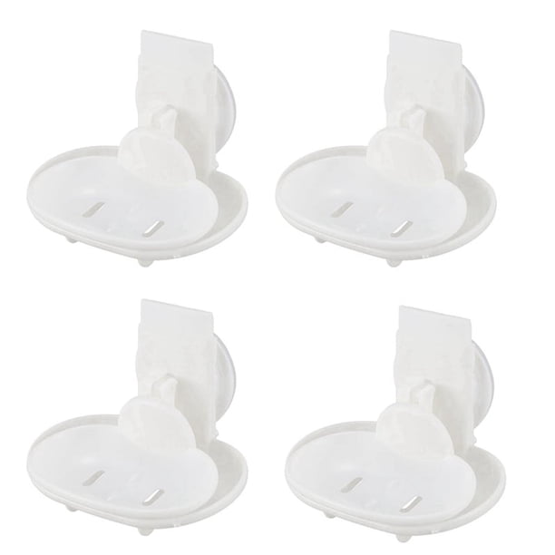 4 jaboneras dobles con fuerte succión, bandeja para jabones para ducha y baño (blanco)