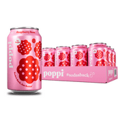 (12 pack) Poppi Raspberry Rose Prebiotic Soda, 12 oz, 1 Pack Can