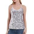 thumbnail image 4 of Sequin Tank Tops Sleeveless Grey Sparkly Outfits for Women Glittery Top Evening Tops Womens Holiday Tops Sparkly, 4 of 4