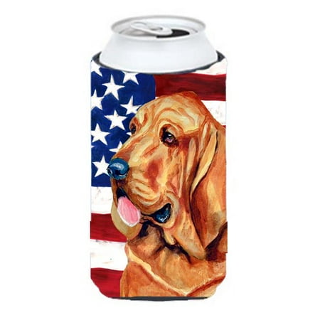 

Carolines Treasures LH9016TBC USA American Flag with Bloodhound Tall Boy bottle sleeve Hugger 22 to 24 oz.