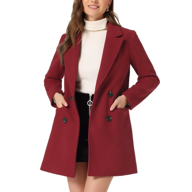 INSPIRE CHIC Manteau Trench à Double Boutonnage avec Ceinture et Poches pour Femme Rouge Foncé TP