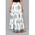 thumbnail image 4 of Women White & Blue Floral Tiered Cotton Maxi Skirt | Boho Flow | Elastic Waist | Summer Wear - XXL, 4 of 6