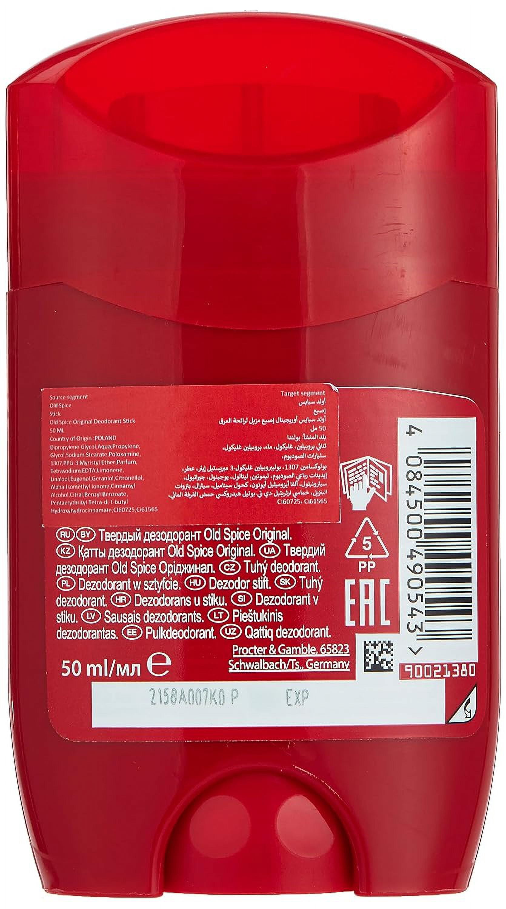 Pack of 6 / Old Spice Original Deodorant Stick Aluminium Free 50 ml (6x 1.69 oz)