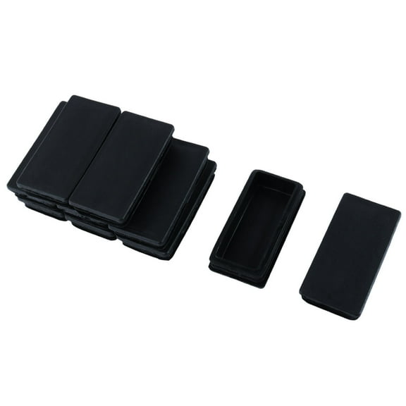 Uxcell Furniture Table Chair Leg Plastic Rectangle Tube Pipe Insert Cap Black 50mm x 100mm 10 Pcs
