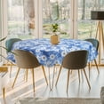 thumbnail image 2 of PiccoCasa Vinyl House Tablecloth Round 71" Dia Blue Flower Pattern Waterproof, 2 of 7