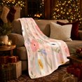 thumbnail image 3 of Wildflowers on Peach with Blue Bells, Soft Botanical Style for Flower Lovers, Cozy Spring Garden Scene, Flannel Blanket for Sunroom and Bedroom, decorative theme Gift and Floral Home Decor, 3 of 9