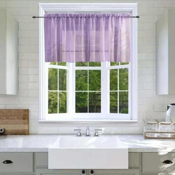 (V16) LILAC LAVENDER 1PC Elegant Straight Sheer Rod Pocket Swag Waterfall Valance, 55" X 18" Inch 