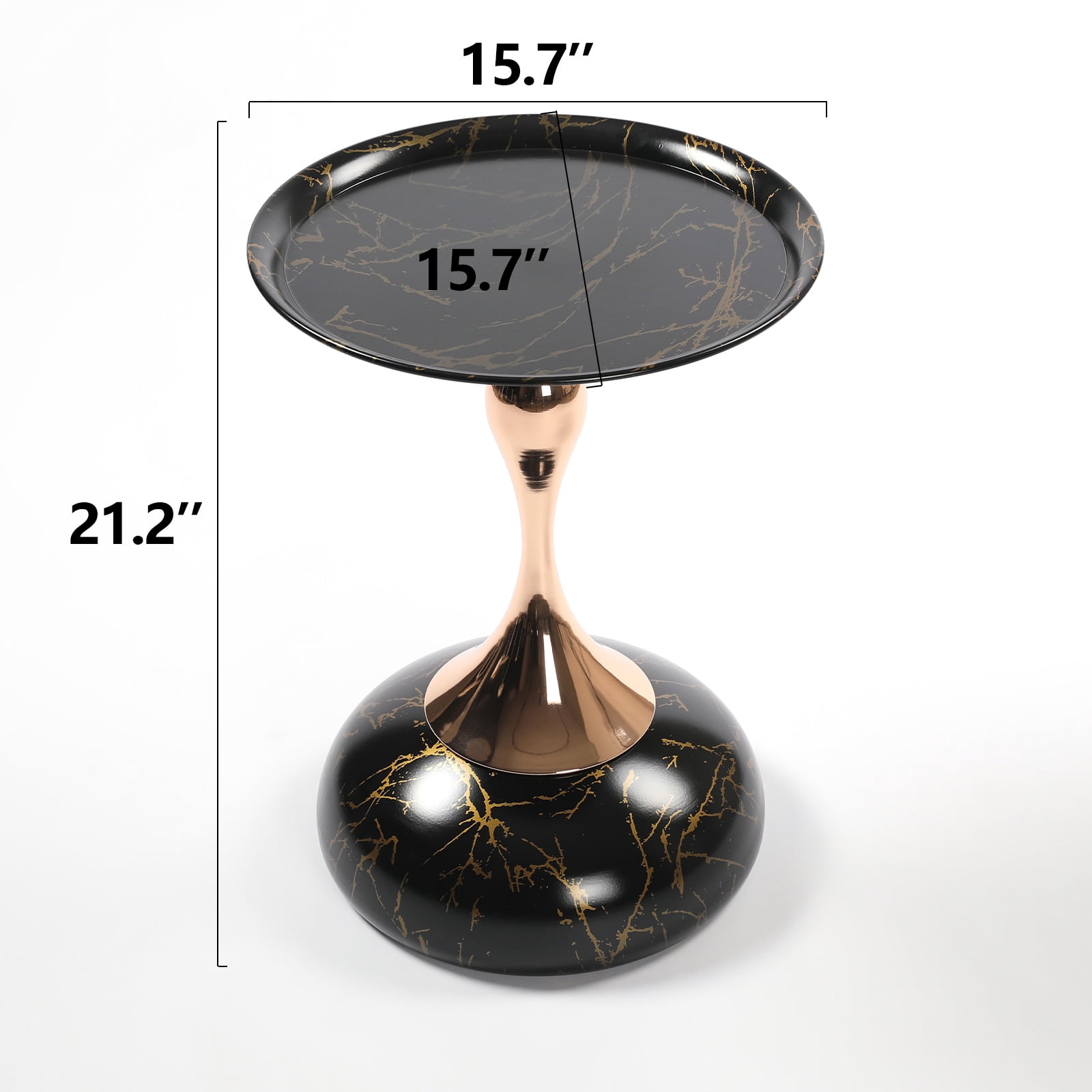 MAYEERTY Mermaid Tail End Coffee Table Round Side Table, Modern Metal Pedestal Table, Minimalist Accent Table for Small Spaces, Drink Martini Table Decoration