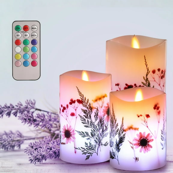 Flickering Flameless Candles with Remote and Timer, LED Battery Operated Candles Real Wax Candles Set of 3 Flickering Light for Festival Wedding Home Party Decor (3 x 4, 5, 6 Inches)