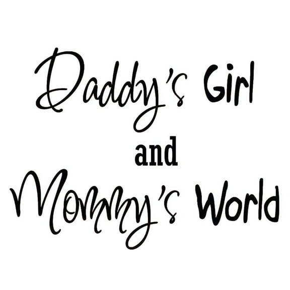 VWAQ Daddy's Girl and Mommy's World, Nursery Wall Art Quote Vinyl Decal Decor Baby's Room