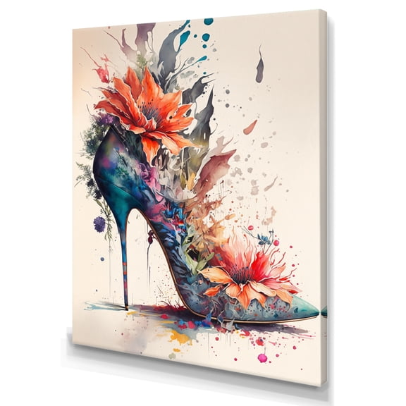 Designart Floral Bouquet High Heel Shoes II Canvas Wall Art
