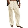 thumbnail image 4 of Men's Linen Pants Casual Loose Pants Drawstring Elastic Waist Sweatpants, 4 of 5