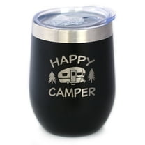 Bevvee Insulated Wine Tumbler 12 oz Happy Camper 2 Camping Enthusiast Gifts Tumblers