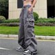 thumbnail image 3 of Streetwear Cargo Pants Women Casual Vintage Baggy Wide Leg Straight Trousers Jogger Big Pockets Oversize Overalls Sweatpants, 3 of 3