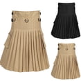 thumbnail image 2 of Mens Skirt Vintage Kilt Scotland Gothic Punk Solid Kendo Pocket Skirts Scottish, 2 of 4