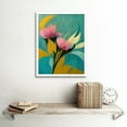 thumbnail image 2 of Abstract Teal Pink Mustard Flower Floral Painting Art Print Framed Poster Wall Decor 12x16 inch, 2 of 5