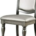 thumbnail image 3 of Bowery Hill 19" Traditional Faux Leather & Wood Dining Chair in Gray (Set of 2), 3 of 6