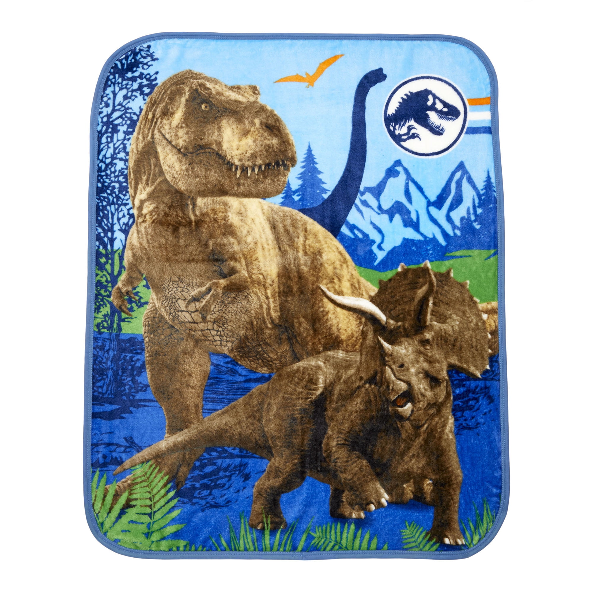 Jurassic World Kids Silky Soft Plush Throw Blanket, 40 x 50, Blue, Universal