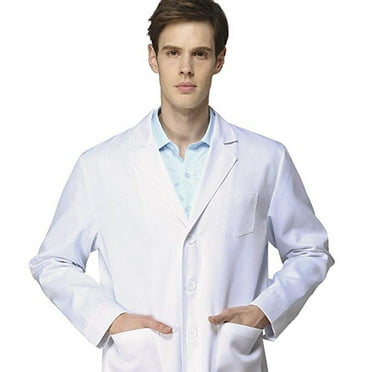 Professional Lab Coat for Men,, Tailored Fit, Long Sleeve Doctor Uniform with 3 Pockets Durable Laboratory Jacket (White),White,XXL