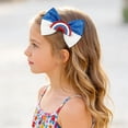 thumbnail image 2 of Wxirdiow Toddler Girls Bow Clips 4th of July Bow Hair Clips Sparkly Patriotic Hair Bows Cheer Barrettes Alligator Clip Square Rhinestone Hair Bow Hairgrips Blue Size,3-12 Years, 2 of 6