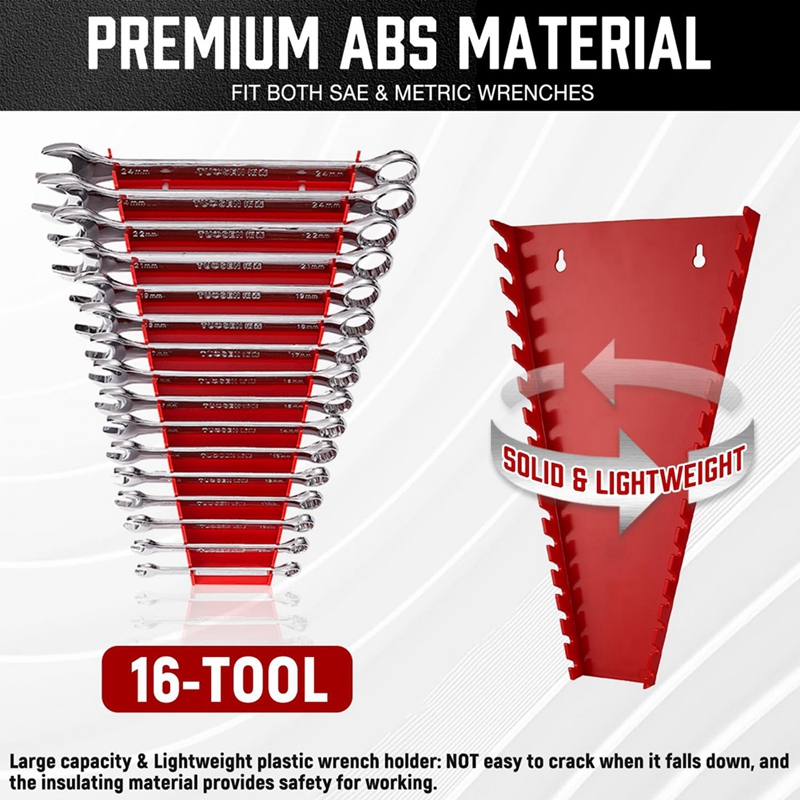 64 Slot ABS Wrench Organizer, Hanging Organizer for Tool Boxes and Walls, Suitable for SAE and Metric Wrench Storage