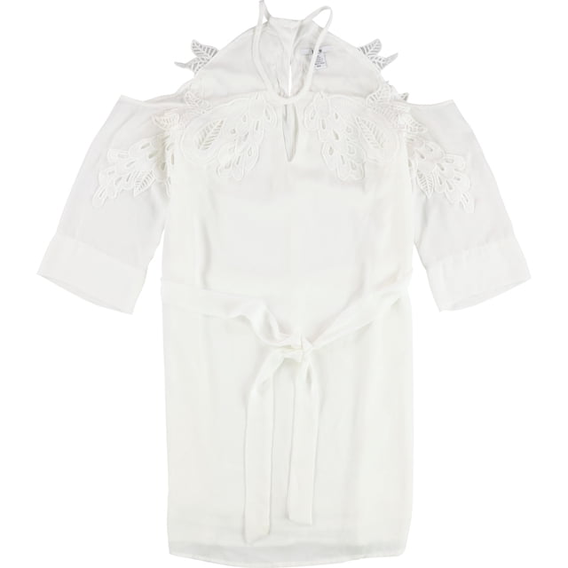 Vestido con hombros descubiertos bar III Apliques de encaje para mujer Blanco Extra Pequeño
