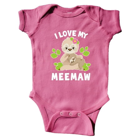 

Inktastic Cute Sloth I Love My Meemaw with Green Leaves Gift Baby Boy or Baby Girl Bodysuit