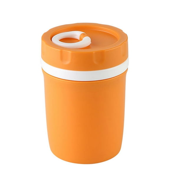 Inteprter Taza de desayuno de plástico de 330ML, taza de leche de jugo de gachas, vajilla, olla de sopa sellada para alimentos, viaje para el Teteras Naranja