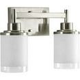 thumbnail image 5 of Alexa Collection Two-Light Brushed Nickel Etched Linen With Clear Edge Glass Modern Bath Vanity Light, 5 of 6