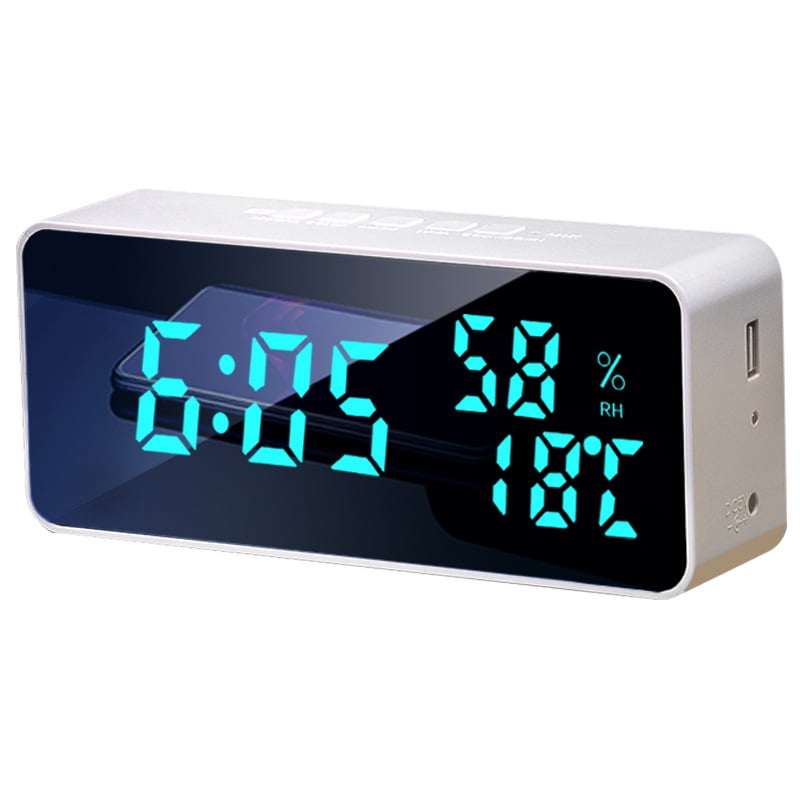 Smart APP Digital Alarm Clock with 100 Colors LED Indoor Temperature Humidity Display Black