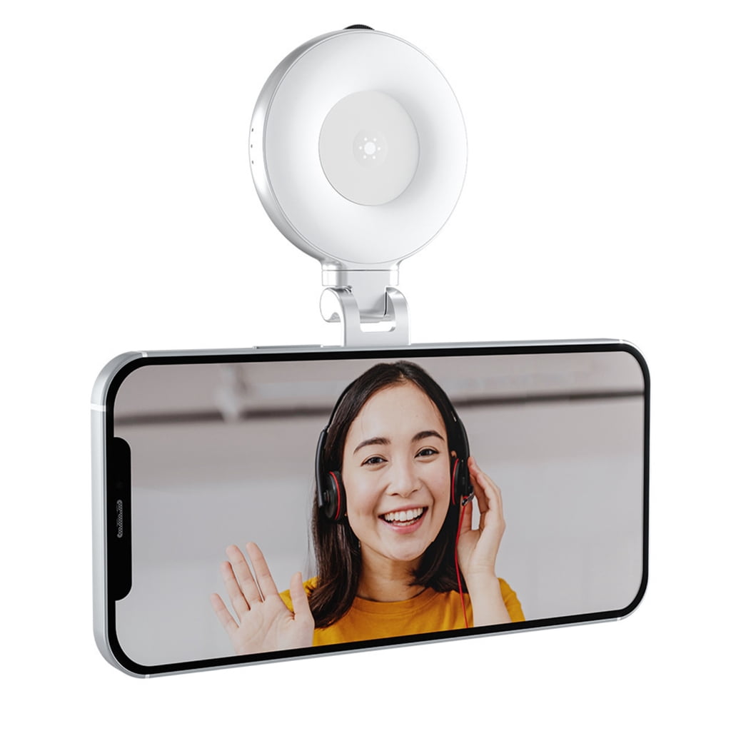 Foldable Fill Rings Light with Glass for Makeup Photography Video Conference Rotating Selfie Light
