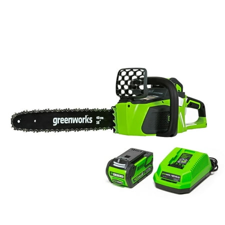 UPC: 0841821011345 | Greenworks 40V 16  Cordless Brushless Chainsaw with 4.0 Ah Battery and Charger 20312