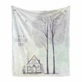 thumbnail image 1 of Saying Soft Flannel Fleece Throw Blanket, Country Style House Trees Sketch Illustration Its a Day Words, Cozy Plush for Indoor and Outdoor Use, 60" x 80", Lavender and White, by Ambesonne, 1 of 6