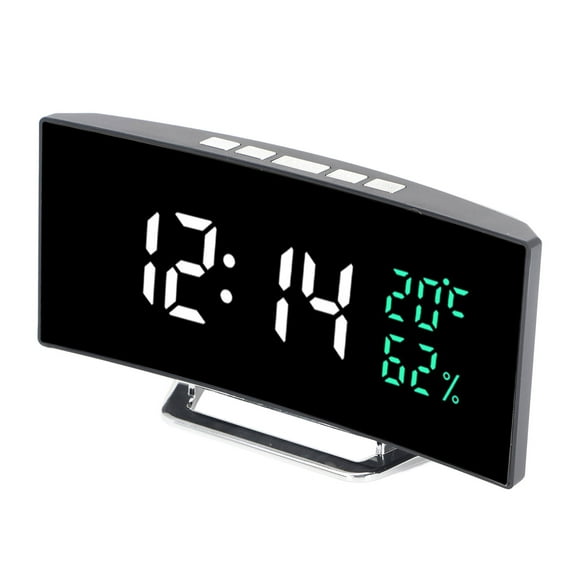 Reloj Despertador Digital, 12 24 Horas LED Despertador Decorativo Superficie De Espejo De Atenuación Automática Para Dormitorio