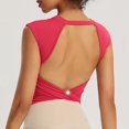 thumbnail image 3 of Workout Tank Tops Woman Lightweight Breathable Crewneck Stretchy Slim Fit Padded Crop Sleeveless Shirt Athletic Gym Tanks, 3 of 7