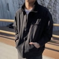 thumbnail image 3 of Maoxin Men's Coats Men's Lapel Washed Jacket Solid Color Top Jacket Long Sleeve Hoodless Casual Coat/Jacket Black XL, 3 of 6