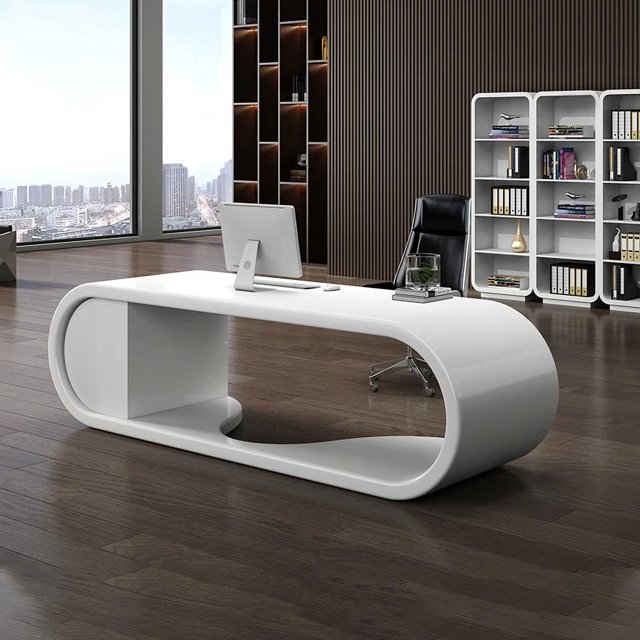 Executive White Gaming Desk Office Small Laptop Boss Computer Mesa Desk Table Study Work Mesa Para Computador Nordic Furniture My Lux Decor Round