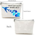 thumbnail image 2 of Makeup Bags Travel Cosmetic Bag Zipper Pouch Blue Airplane Love Multi Purpose Case Toiletry Packing Purse Storage Bag Organizer for Teachers' Day Gifts 10x7Inch-What Day Is It Where Am I, 2 of 8