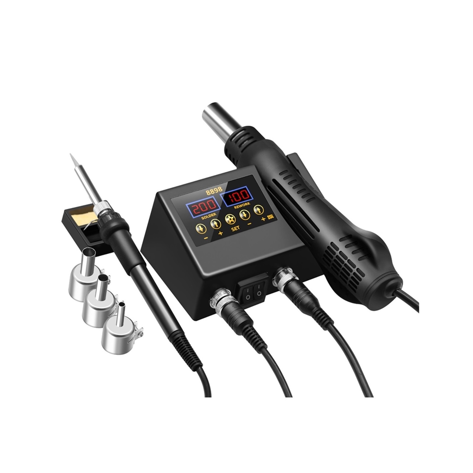 Rework Soldering Station,2 In 1 Hot Air Soldering Iron LCD Digital Display Welding Station,Portable Welder Machine With Welder Kit