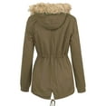 thumbnail image 3 of Made by Johnny Women's Inner Fur Lined Military Anorak Parka Jacket with Detachable Hoodie L OLIVE, 3 of 6
