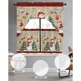 thumbnail image 2 of Beige Christmas Swag Kitchen Curtains Sets for Windows 24 Inch Length, Snowman Xmas Tree Birch Snowflakes Red Plaid Short Window Curtain Swags Valances and Tiers 3 Piece Set for Cafe/Dining Room, 2 of 5