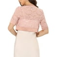 thumbnail image 3 of MODA NOVA Lace Shrug Bolero for Juniors Satin Panel Open Front Crop Cardigans Pink M, 3 of 5