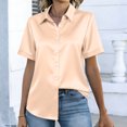 thumbnail image 5 of Women's Satin Blouse Tops Shirts Short Sleeve Button Down Solid Color Silk Satin Business Casual Office Work Daily Wear Elegant Dressy 2025 Trendy Regular Fit Shirt Beige B L, 5 of 7