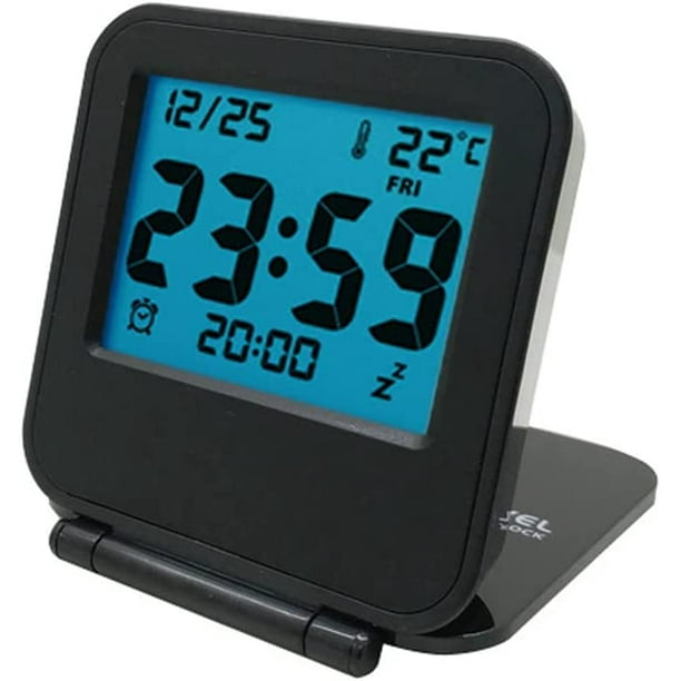 Pequenos mini relojes de alarma de viaje digitales reloj de viaje con pilas negro clasico JAMW Sencillez Walmart en linea