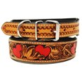thumbnail image 2 of Small 13''- 17''  Heavy Duty Padded Leather Flower Tooled Hearts Dog Collar 60FK02, 2 of 3