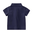 thumbnail image 3 of Kids Athletic Polo Shirt Fashion Stripe Graphic Printed Pullover Toddler Kids Shirts Chest Pocket Summer Holiday Tops Z03 Navy 4 -5 Years, 3 of 8